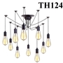 Đèn thả dây điện chân nhện mềm đen 10 đui TH124, E27 x 10
